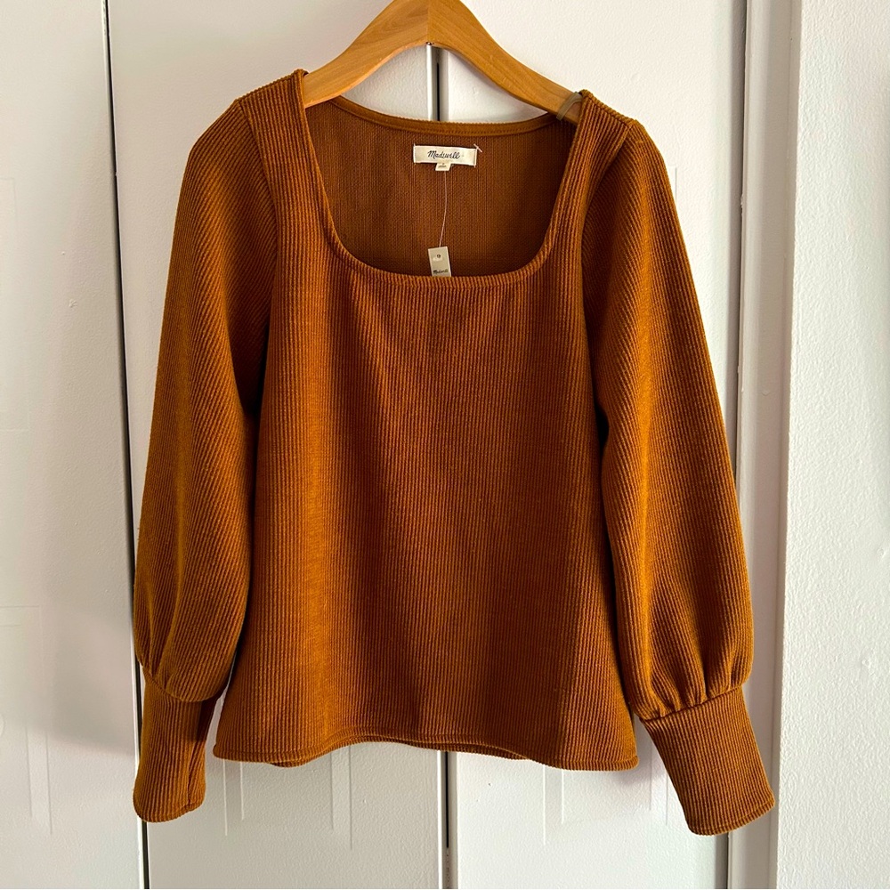 NWT Madewell square neck sweater sz. small cinnamon